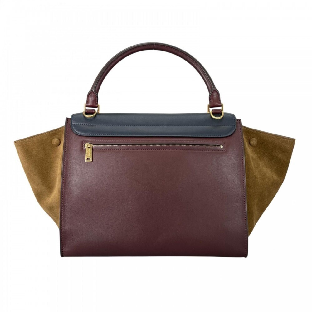 Celine handbag for women, CELINE F-SN-0152, leather, wine red, gold hardware. - Picture 2 of 16